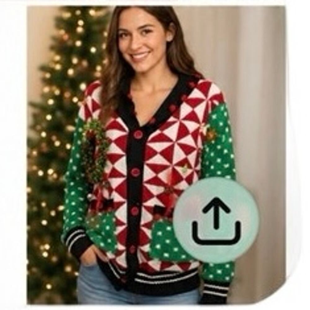 Spencer's Workshop
Ugly Christmas Sweater with Lights & 3D . Size Large.